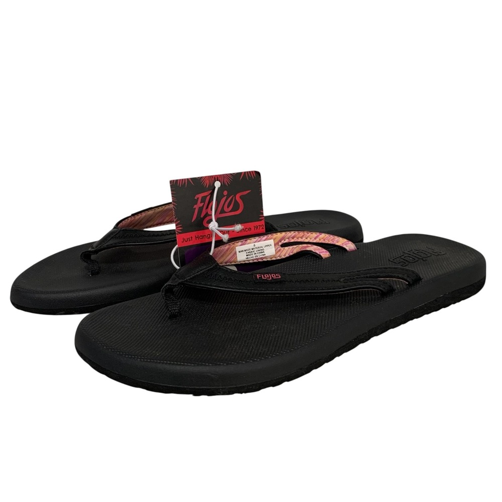 Flojos Memory Foam Flip Flops Womens Size 8 Black Comfort Thong Sandals New